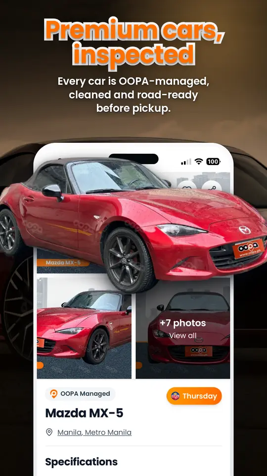 OOPA car rental app screen 3