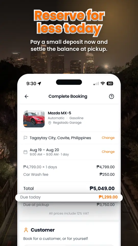 OOPA car rental app screen 4